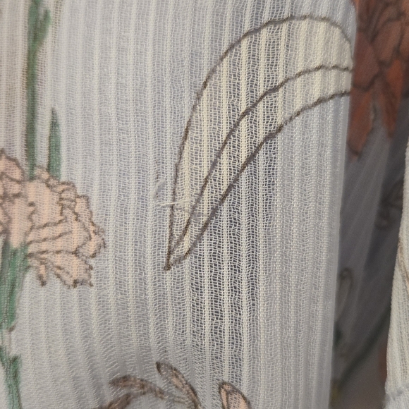 Banana Republic Pale Blue Floral Puff Sleeve Dress Size 12 - Picture 9 of 10